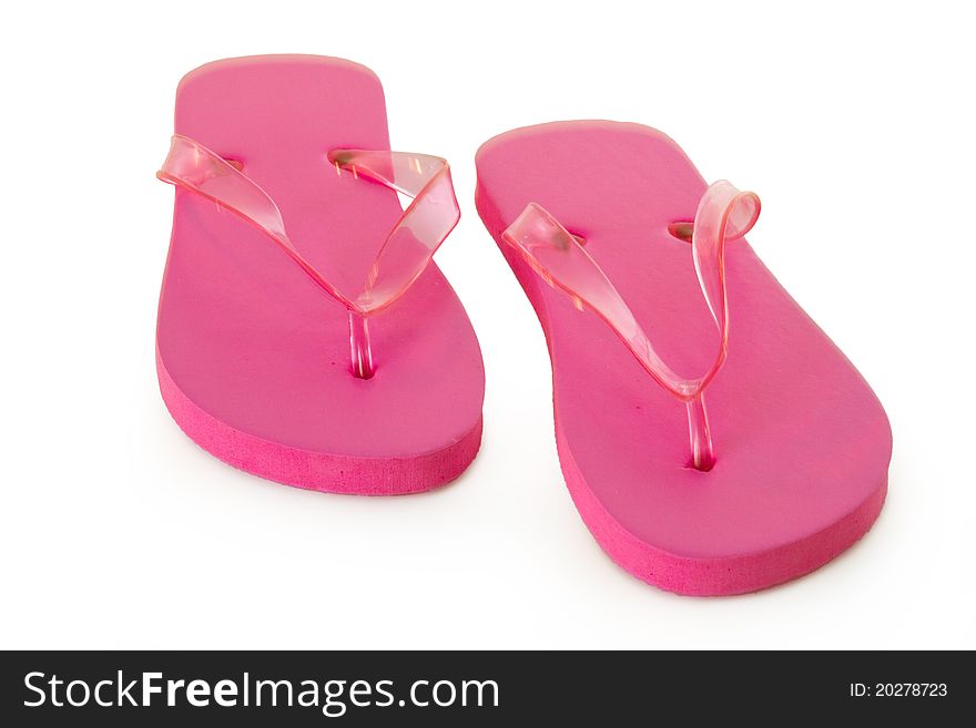 Pink flip-flops isolated on a white background. Pink flip-flops isolated on a white background