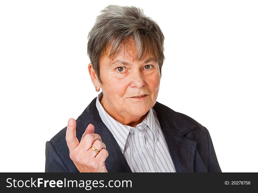 Female senior isolated on white background