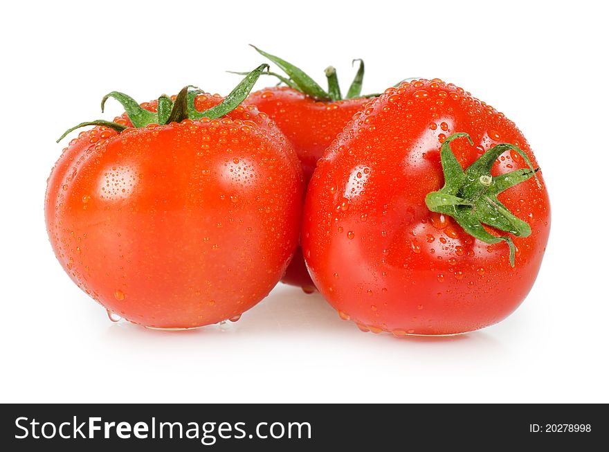 The red tomato isolated on white background