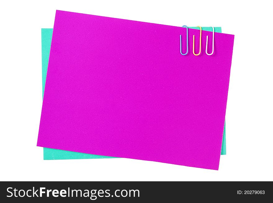 Colour paper with a paper clip