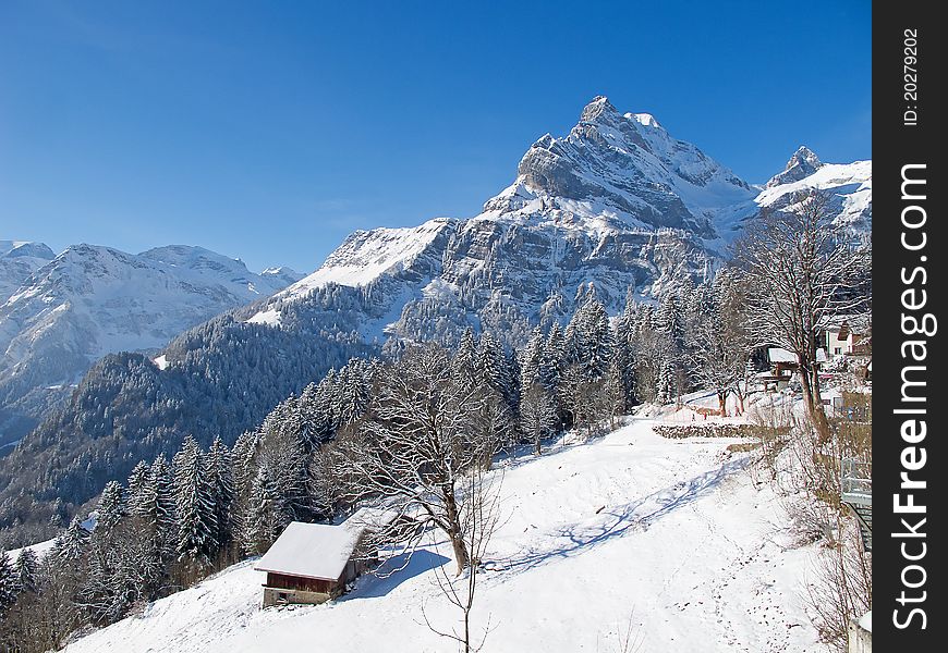 Typical swiss winter season landscape. January 2011, Switzerland. Typical swiss winter season landscape. January 2011, Switzerland.