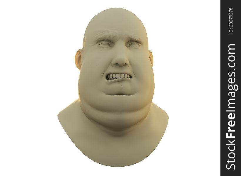 Sculpture portrait of sad fat man