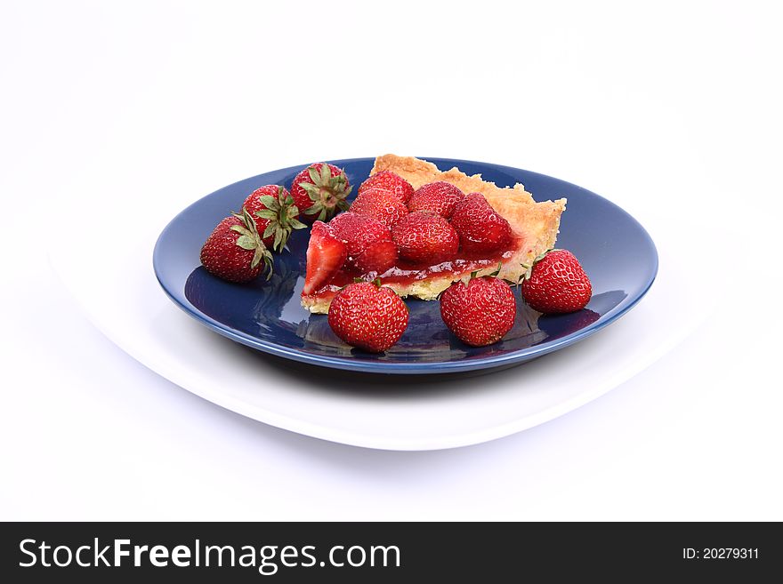 Strawberry Tart portion decorated with strawberry fruits