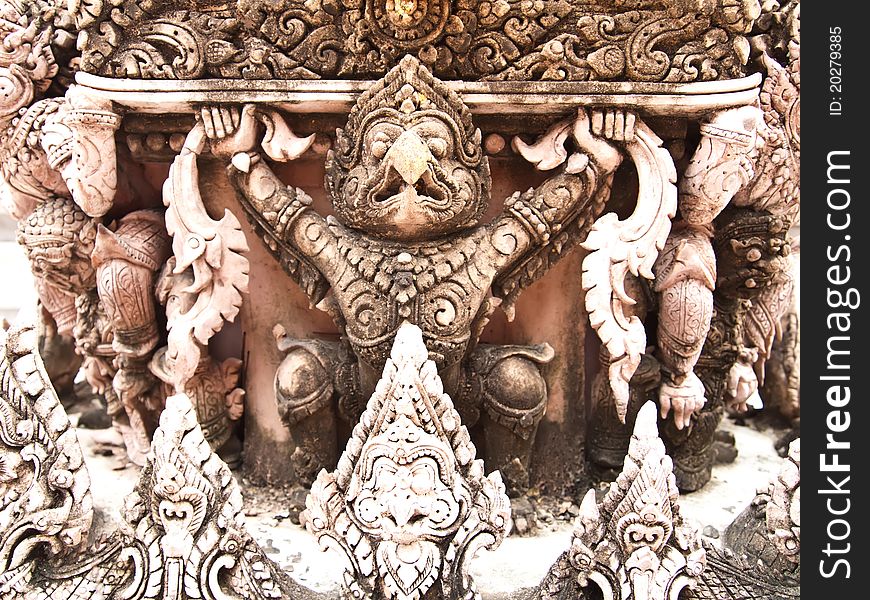 Detail Garuda sculpture at Wat Indra Viharn temple , Bangkok Thailand. Detail Garuda sculpture at Wat Indra Viharn temple , Bangkok Thailand