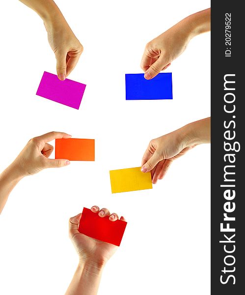 Collection Of Hand With Colorful Card