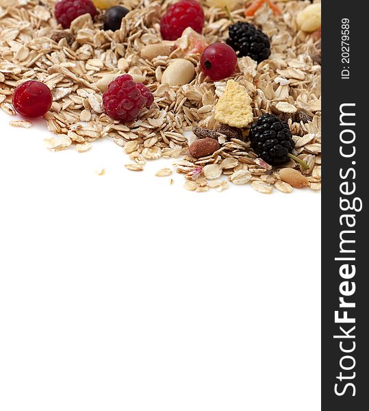 Background of assorted fresh berries and cereals. Background of assorted fresh berries and cereals