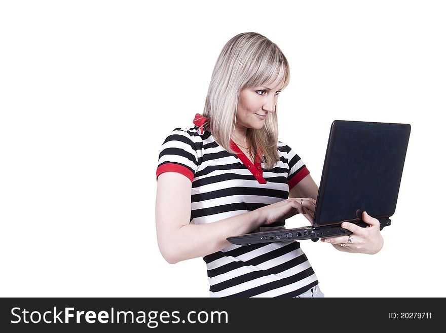 Adult pretty girl with notebook