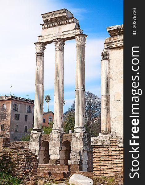 Ruins of the forum in Rome, Italy