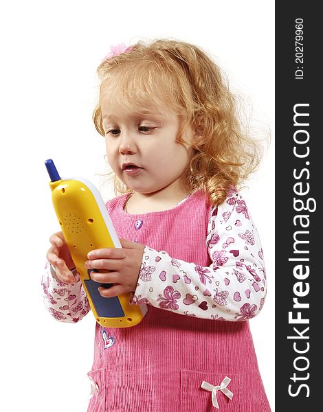 Little Girl Playing With Phone