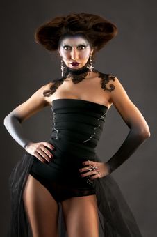 Gothic Portrait Of Beautiful Brunette Stock Photos