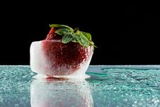 Strawberry In Ice Stock Image Strawberry In Ice Stock Image