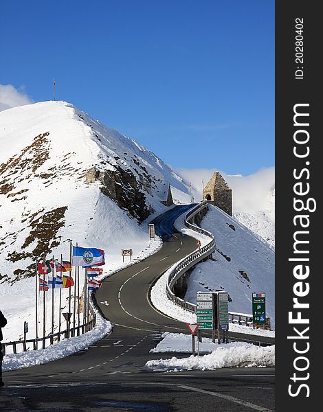 The windy road going up to the Grossglockner Glacier in Austria. The windy road going up to the Grossglockner Glacier in Austria