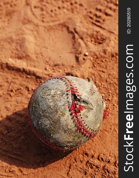 Old Baseball on the field