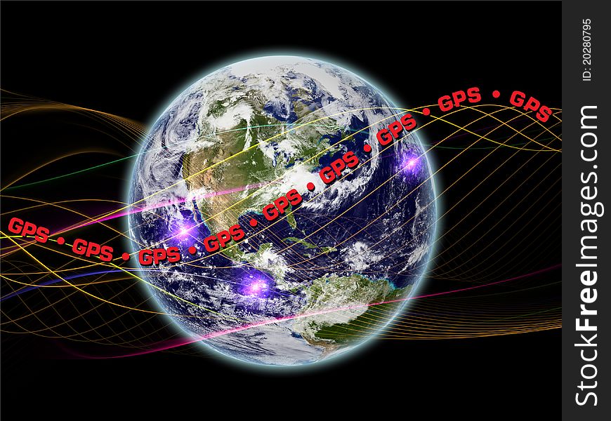 Montage of Earth globe, GPS wording and motion lines on the subject of GPS technologies. Earth map imagery is a courtesy of Visible Earth (. Montage of Earth globe, GPS wording and motion lines on the subject of GPS technologies. Earth map imagery is a courtesy of Visible Earth (