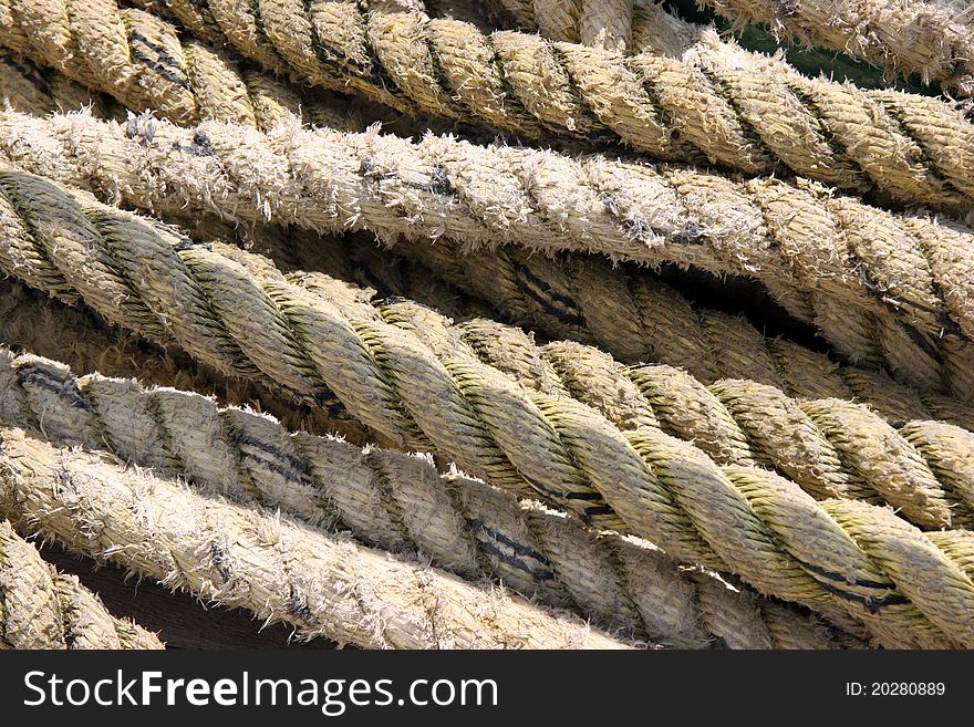 Strands of sailing rope close up