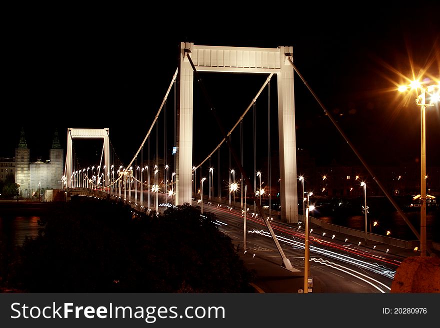 Danube river and Elithabeth bridge night budapest hungary. Danube river and Elithabeth bridge night budapest hungary