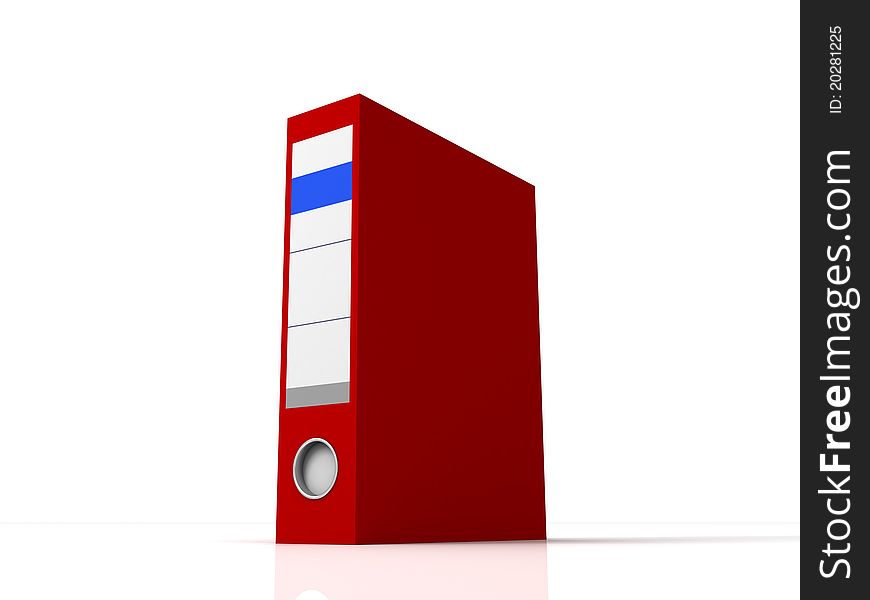 Red office folder for documents 3d