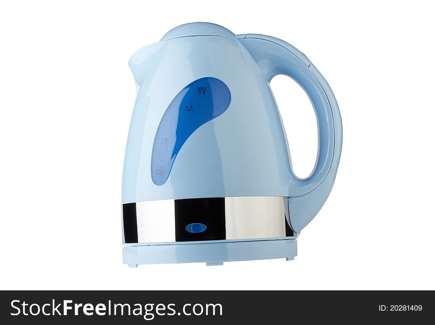 Blue kettle, isolated on white
