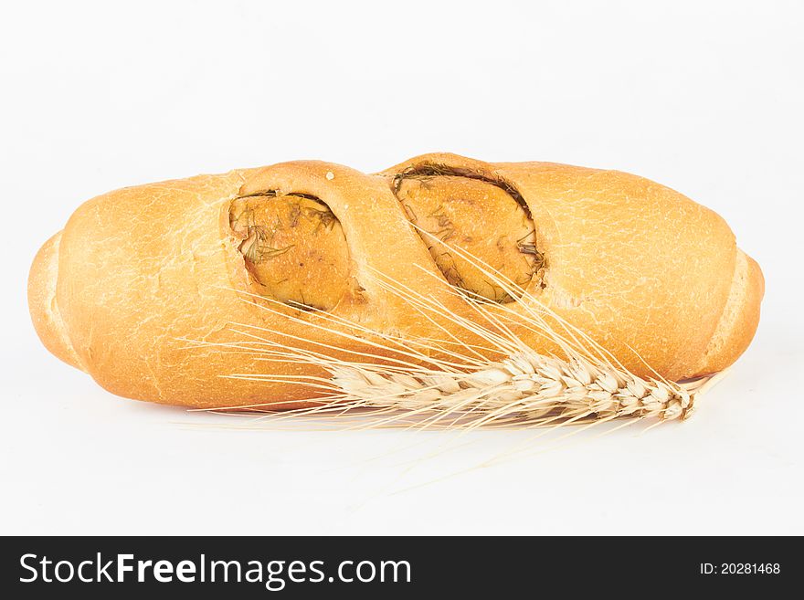 Fresh bread over white background