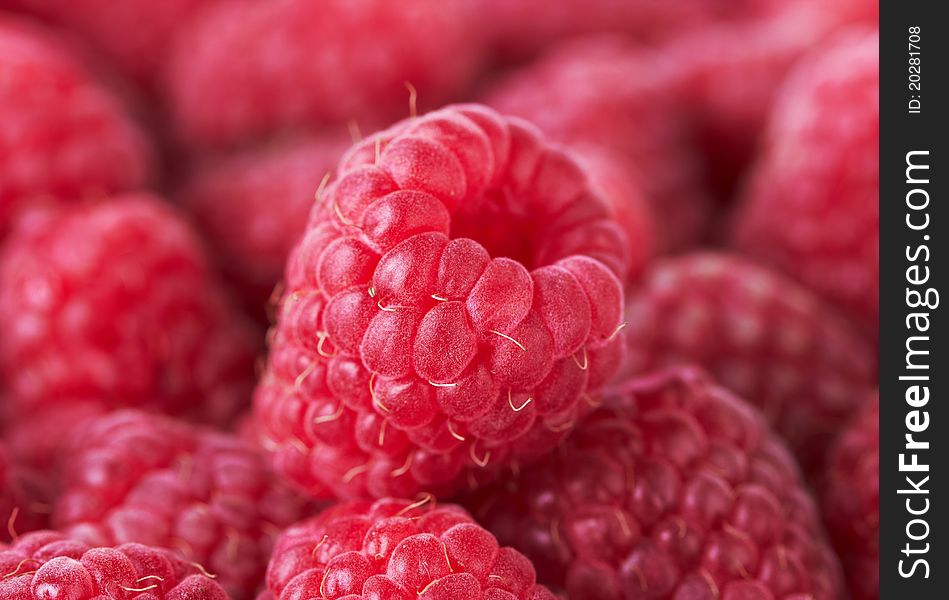 Sweet Raspberries Closeup Background