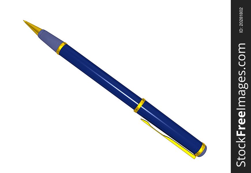 Stylish blue pen on a white background
