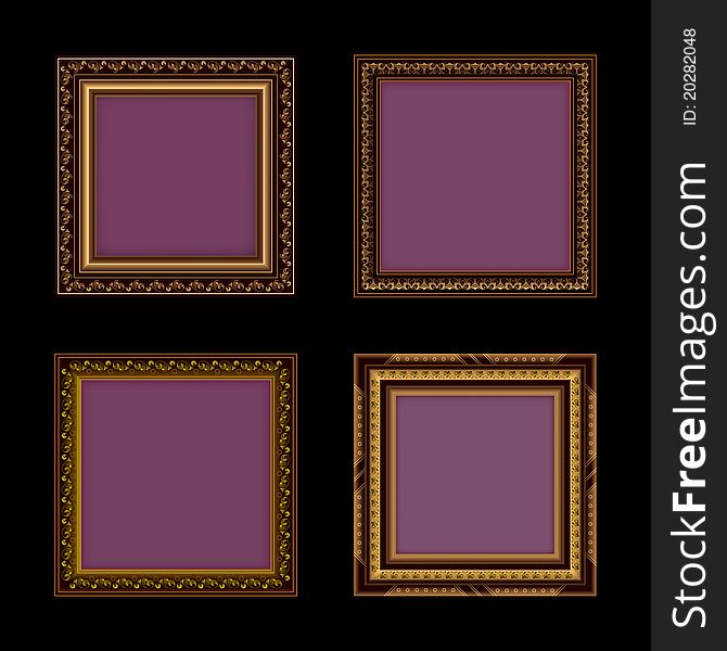 Set of retro frames on a black background. Set of retro frames on a black background