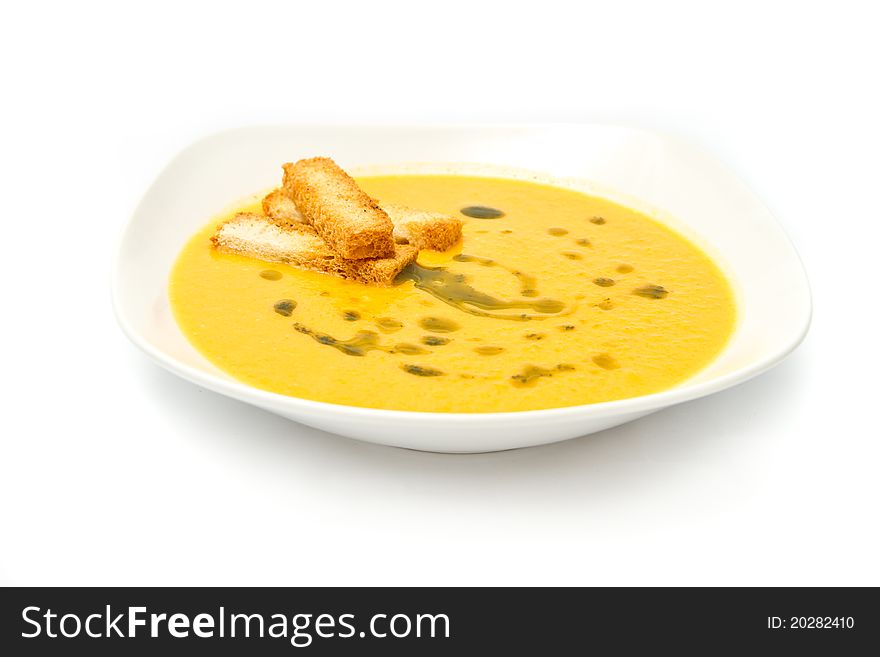 Soup/cream with oven roasted bread