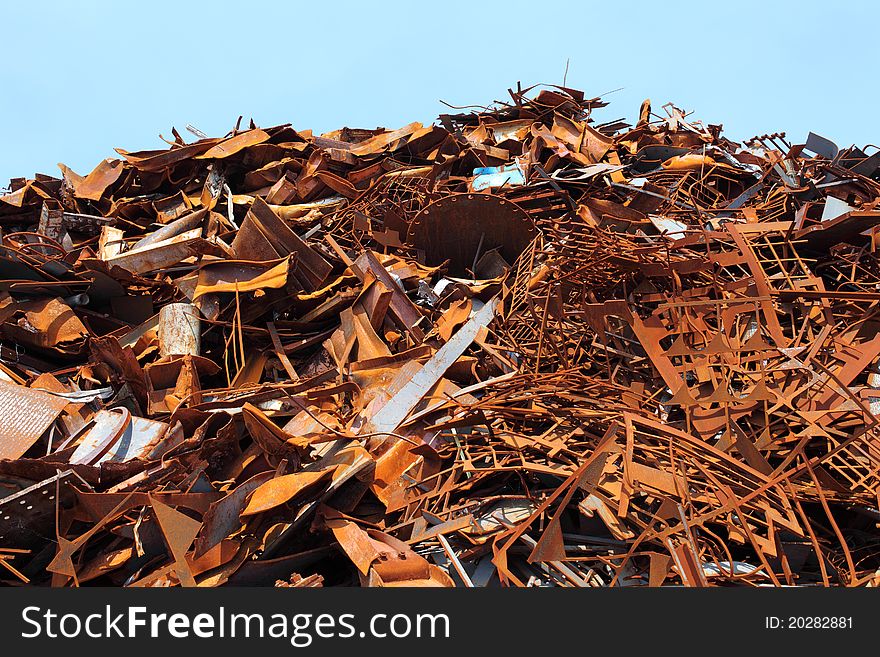 Pile of scrap metal for recycling