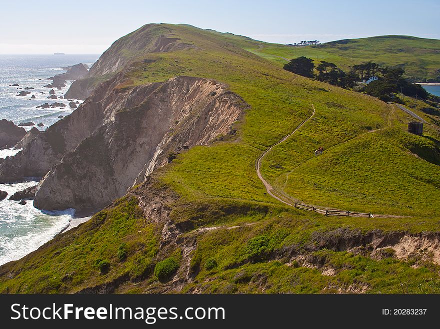 A hiking path in Point Reyes National Park, California. A hiking path in Point Reyes National Park, California