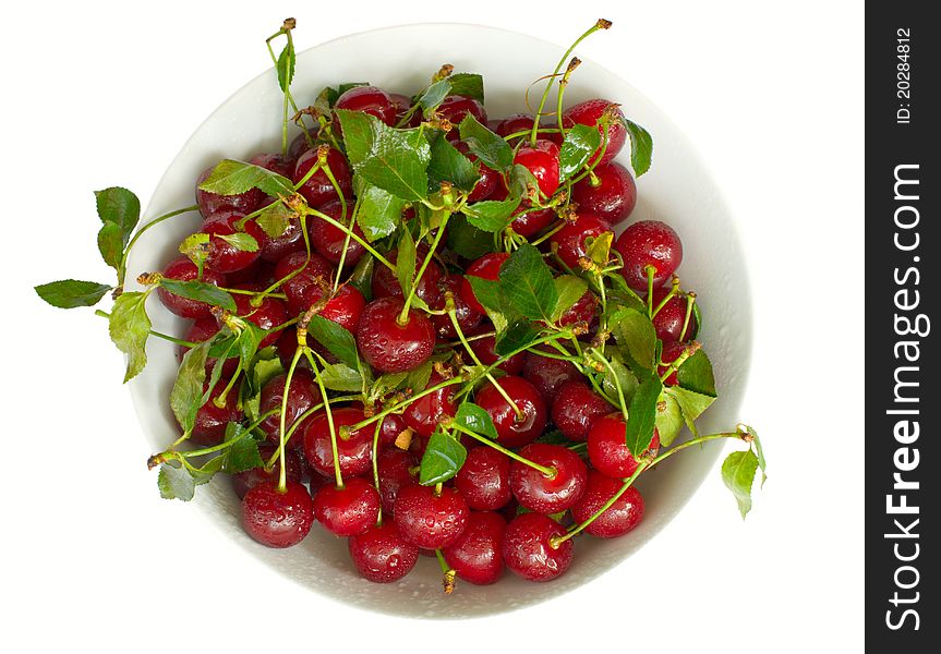Bowl full of cherry, top view. Bowl full of cherry, top view