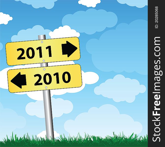 Cartton traffic signs with years 2010 a 2011. Cartton traffic signs with years 2010 a 2011