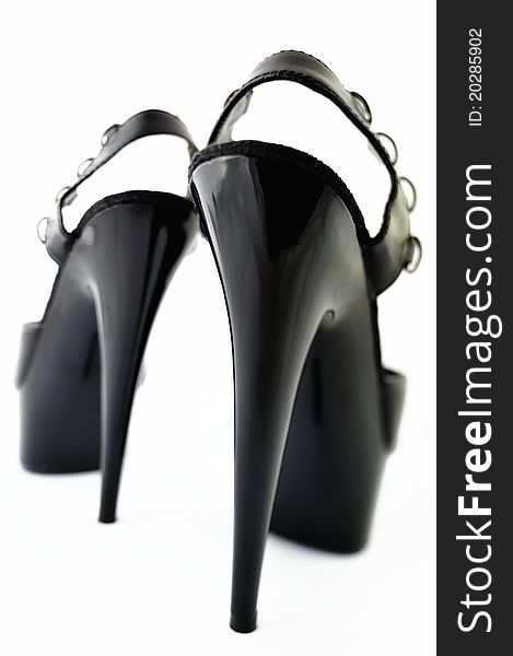 Elegant pair of women shoes, on high heels. Elegant pair of women shoes, on high heels