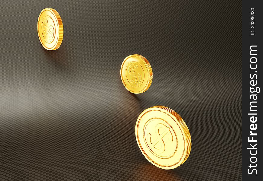 Gold coin on a black background isolated