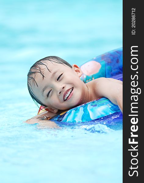 Asian young boy activity on the beach