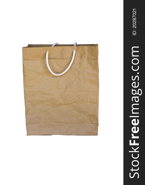 Front of Brown Crumpled paper Bag form the market