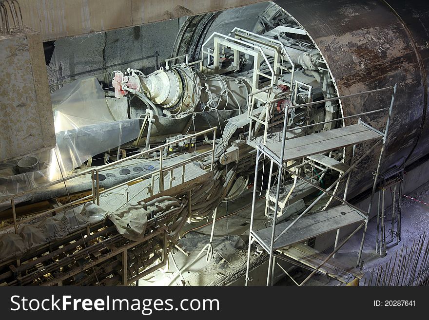 Underground tunneling equipment in Thessaloniki, Greece