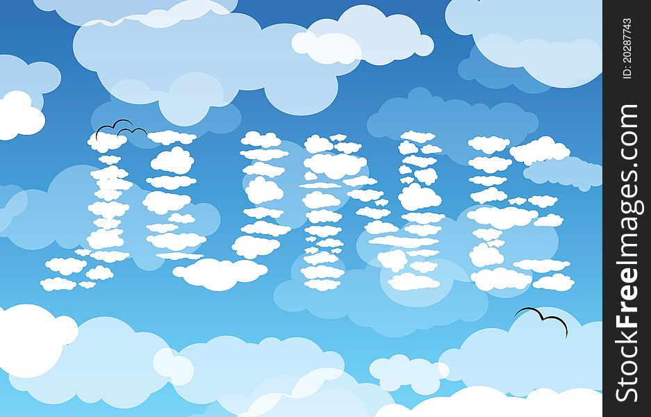 June sign made from clouds on the sky