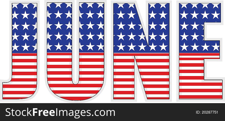June sign made from national flag of USA