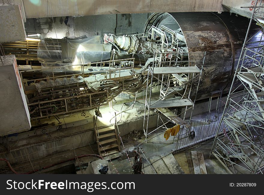 Underground tunneling equipment in Thessaloniki, Greece