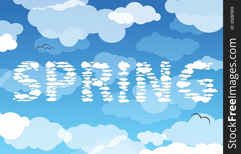 Spring illustration made from clouds