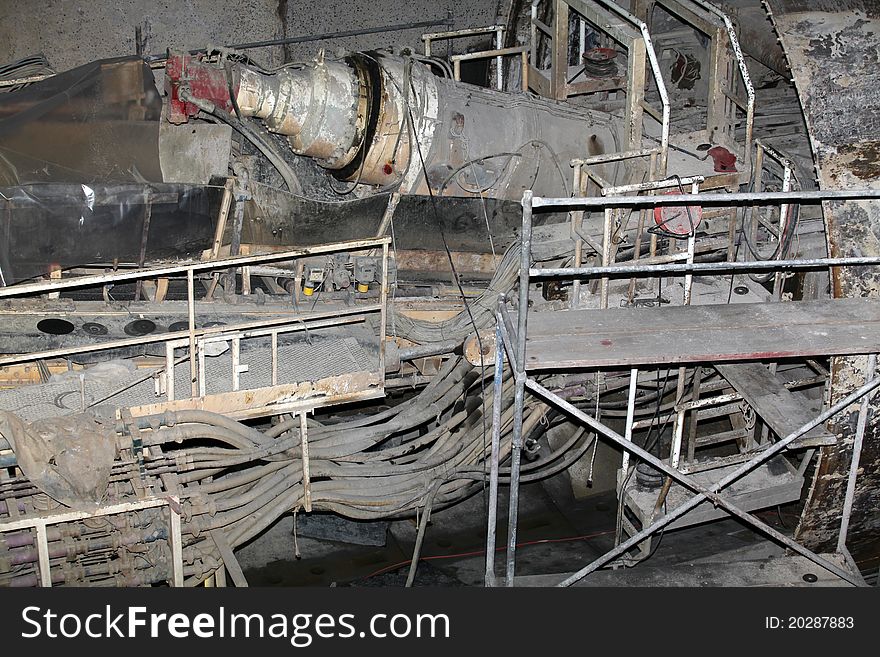 Underground tunneling equipment in Thessaloniki, Greece