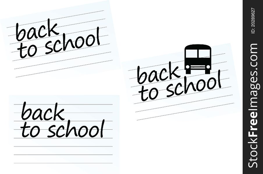 Set of back to school signs isolated on white