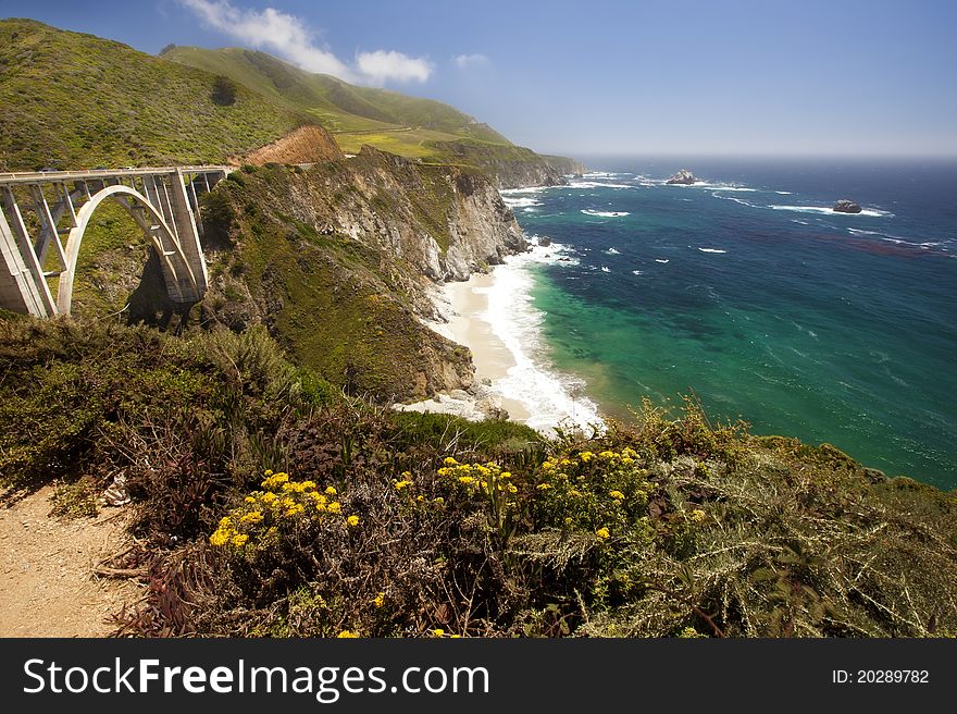 Bixby bridge on highway 1 in California. Bixby bridge on highway 1 in California.