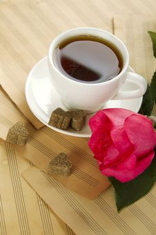 A Cup Of Tea And Rose Stock Image A Cup Of Tea And Rose Stock Image