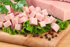 Pork Ham Arranged On Cutting Board With Parsley A Stock Photo Pork Ham Arranged On Cutting Board With Parsley A Stock Photo