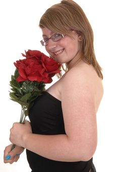 Closeup Of Girl With Roses. Royalty Free Stock Images