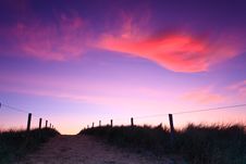 Path In The Sand Dunes At Sunset Royalty Free Stock Image Path In The Sand Dunes At Sunset Royalty Free Stock Image