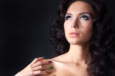 Professional Colourful Make-up And Manicure Stock Photography