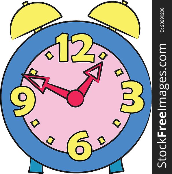 Illustration of cartoon clock isolated on white