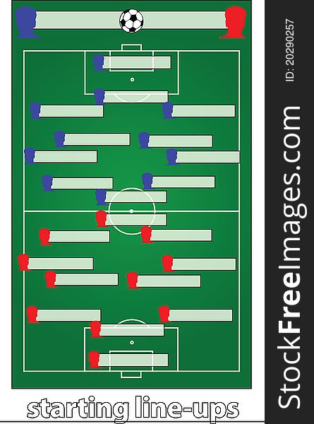 Soccer playground with starting line-ups. Soccer playground with starting line-ups